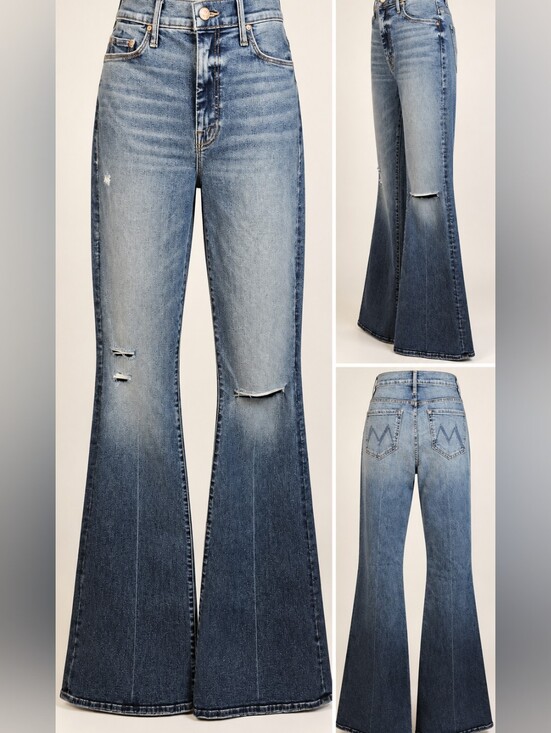 MOTHER Denim - MOTHER The Super Cruiser High Rise Flare Jeans 27 Going In Circles Ombre